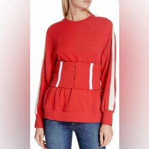 Jonathan Simkhai Corset Sweatshirt Red Size Small